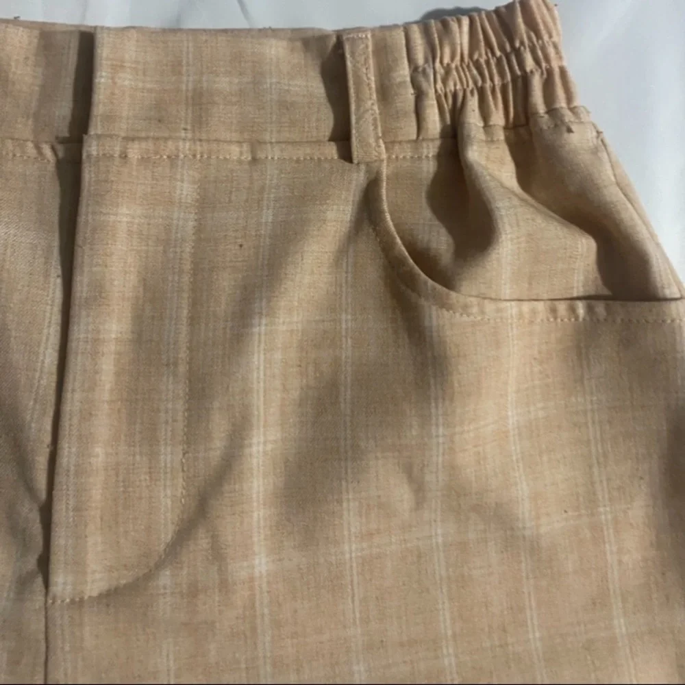 Emory Park High Waisted Plaid Print Elastic Waist Peach Shorts